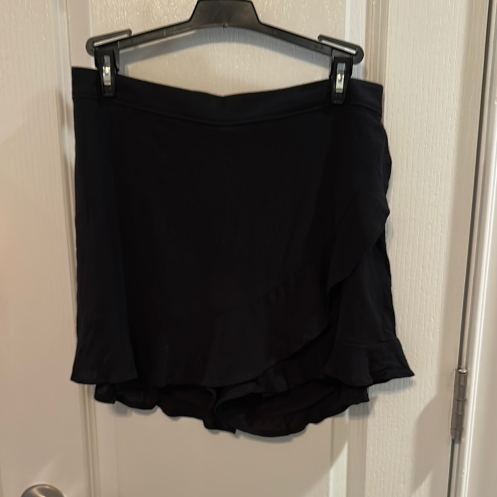 Altar'd State Black Asymmetrical Ruffled Skater Mini Skirt